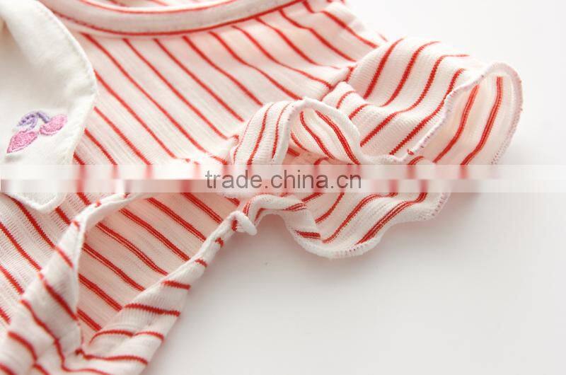 2017 New Design Shirts Casual Kids Children's Striped Wood Earrings Short Sleeve Bottles Shirt Little Girl Vest