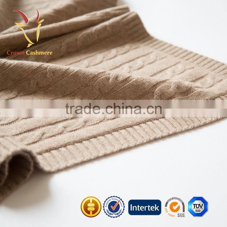 High Quality Knit Cable Cashmere Blanket