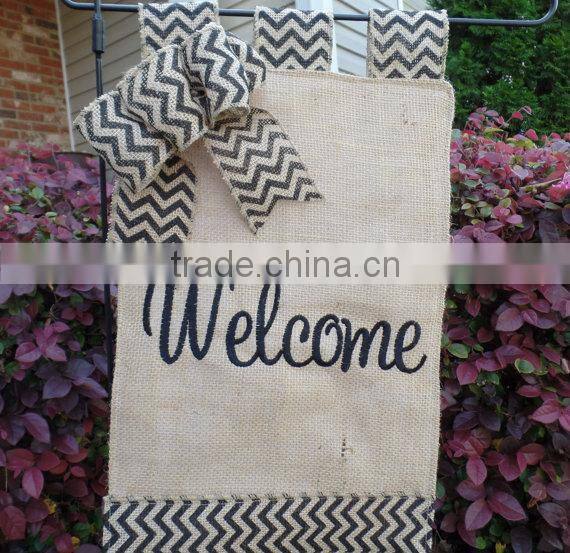 Personalized Embroidered Burlap Garden Flag