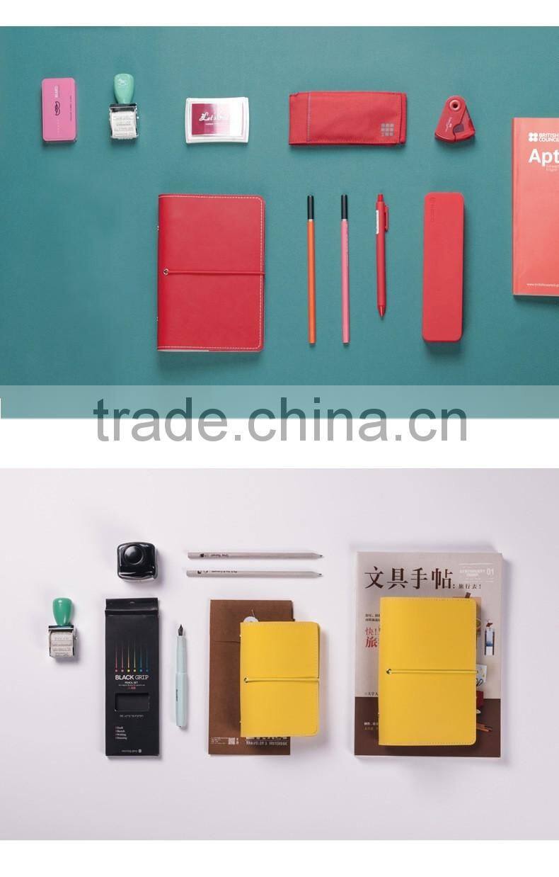 2017 fashion planner A6/A7 PU leather cover agenda planner loose leaf orgranizers with 6 holes metal clip/elastic string