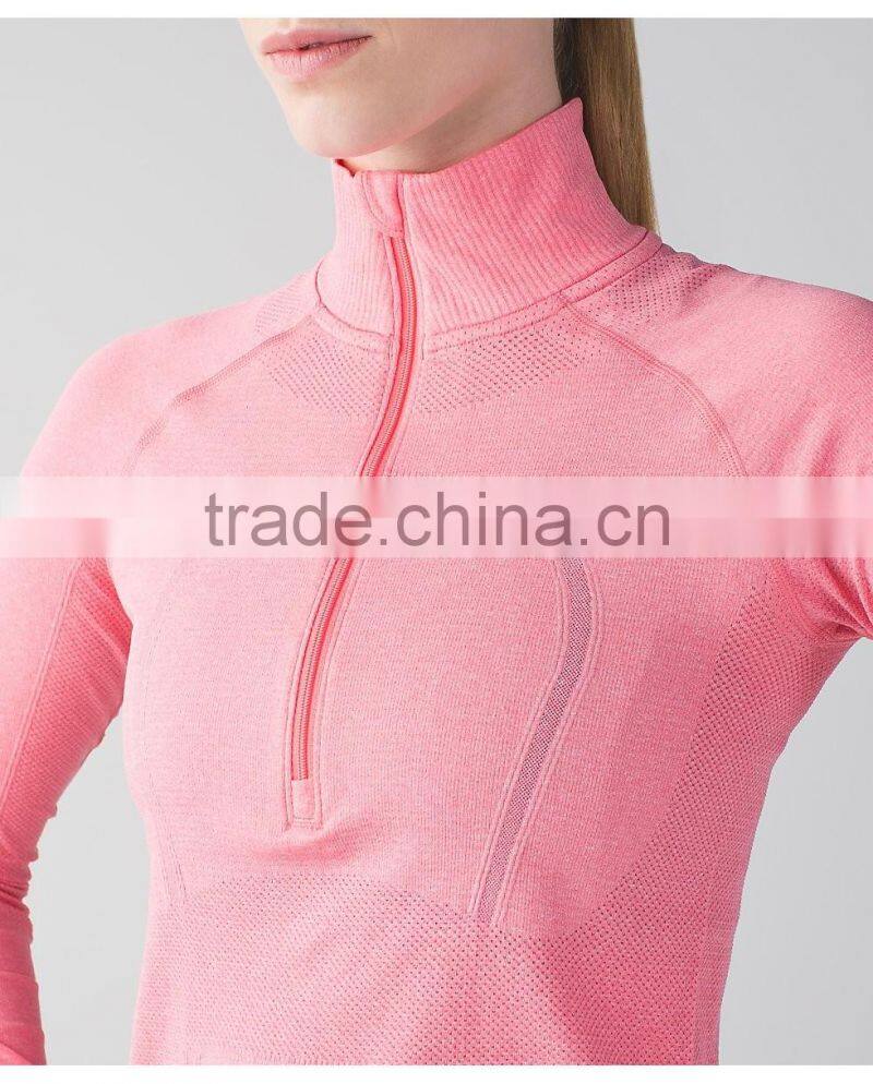 Wholesale brushed cotton fabric sweatshirts blank half zip women sweatshirt