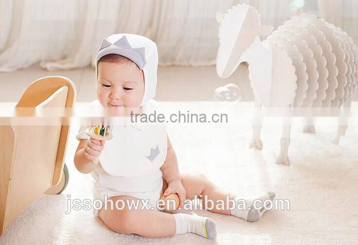 2pcs hat & bib scarf set, crown design, baby girl princess 2pcs cotton hat set