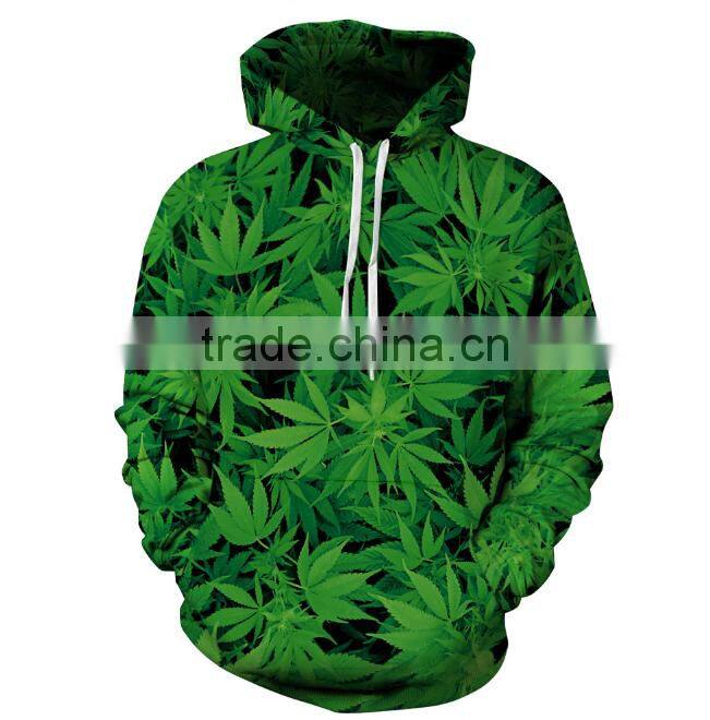 Hot sale leaves Digital printing leisure hoodies for couple