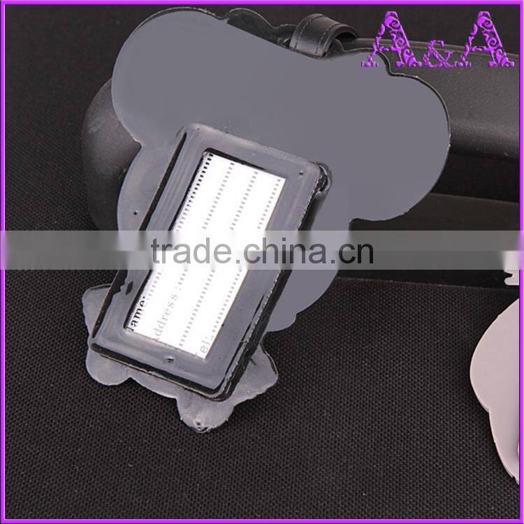 genuine leather PU luggage tag with deboss emboss logo