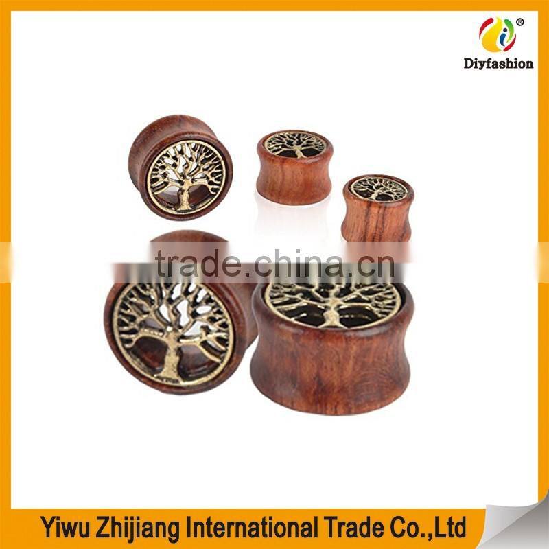 Oasis Plus Tree Of Life Oranic Wood Tunnels Double Flared Ear Stretcher Saddle Plugs Gauge
