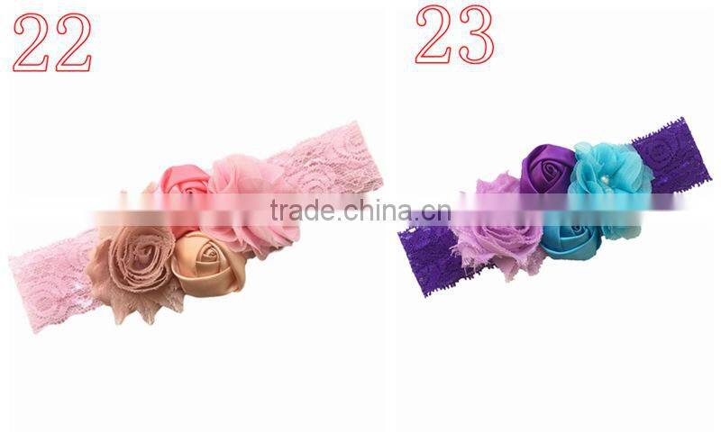 Lace Turban Headbands For Baby Girls Rose Flower Head Wraps M7042901