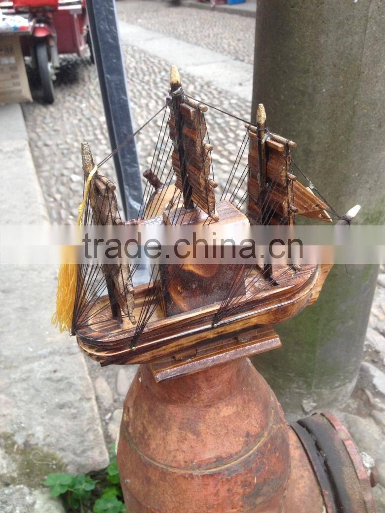 1 pc MOQ Sailing Boat/Sailing Ship/Sailing Vessel/Junk/Jalor Wood Boat,Home Decor Wood Craft Sailing Boat Model Gift for Kids