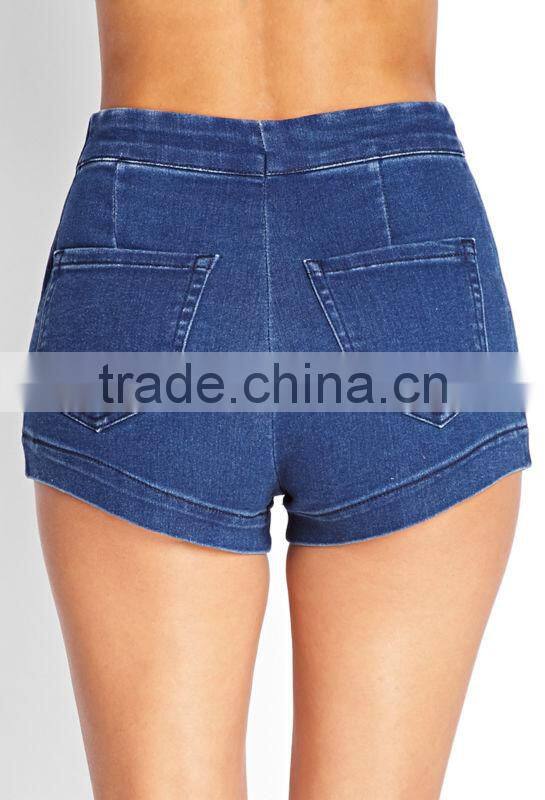 hot selling women denim shorts made in china wash skinny wholesale cheap high waisted denim shorts