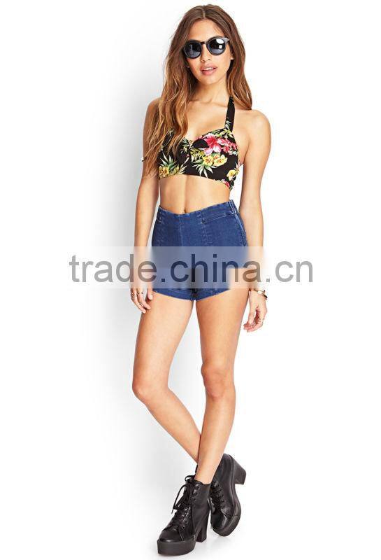 hot selling women denim shorts made in china wash skinny wholesale cheap high waisted denim shorts