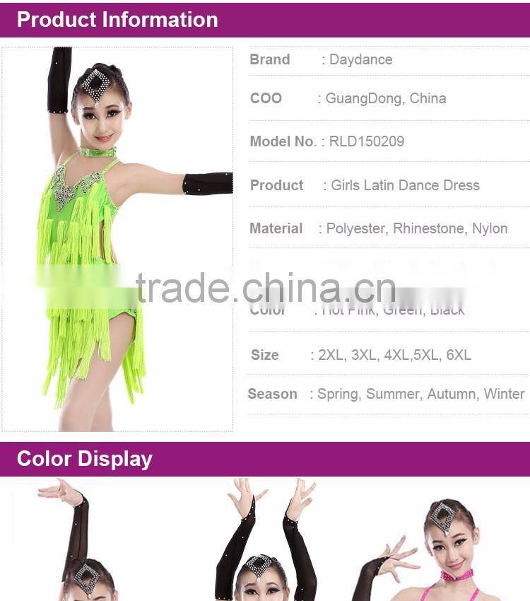 Girls Kids Sexy Cha Cha Samba Latin Salsa Dance Costumes Fringed Competition Latin Dance Dress For Children