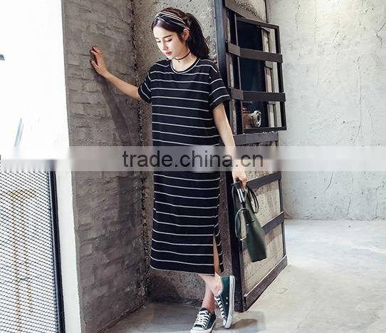 Wholesale women female dress soft cotton strip dress women ladies causal dress
