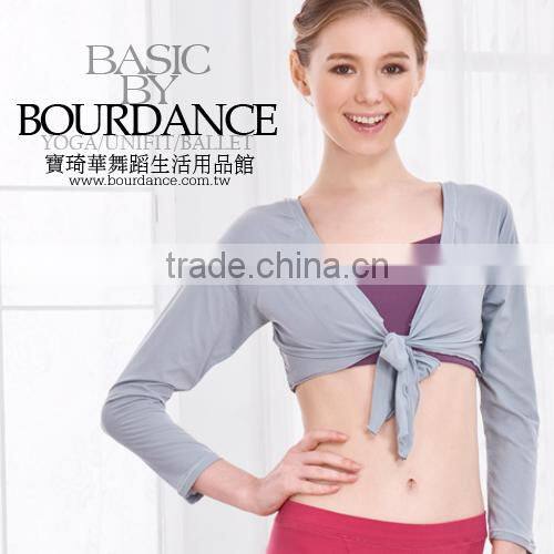 Women sport wrap crop top with long sleeve