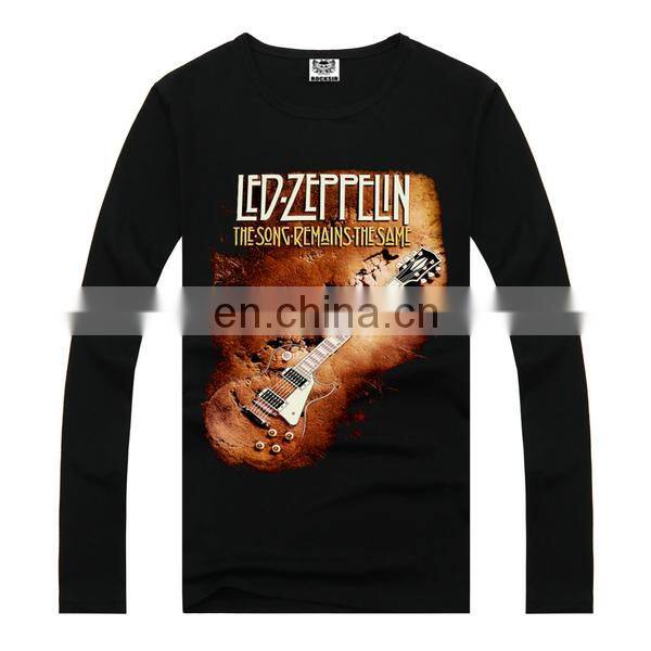 Rock cotton long sleeve shirt,t shirt screen printing,bulk t shirt printing