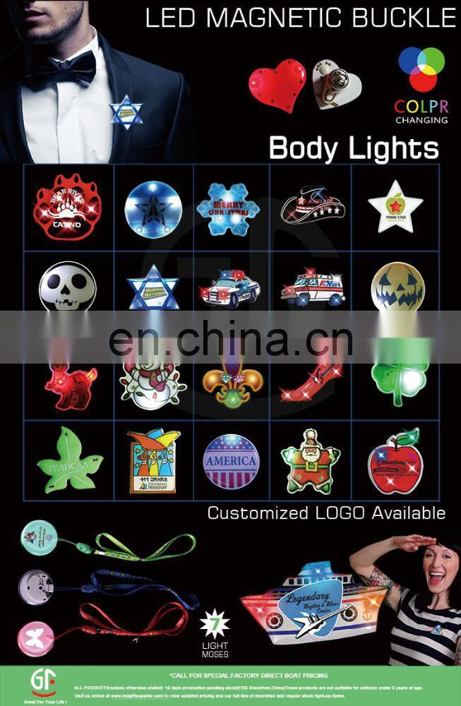 Popular Wholesale Festival Items Led Magnetic Brooch Scarf Pin