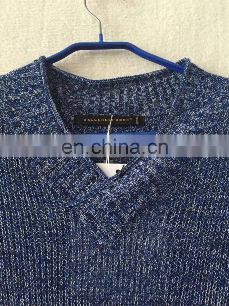 2017 stylish men blue v neck nice knit soft sweater t shirt
