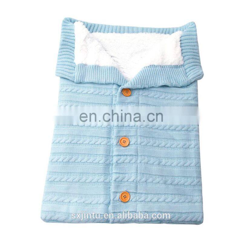 Newborn Baby Swaddle Blanket Fleece Stroller Wrap Nap Blanket Plus Velvet  Knit Sleeping Bag Stroller Sack