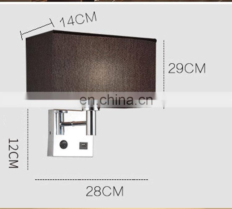USB charging head wall lamp led creative hotel bedroom bedside wall lamp