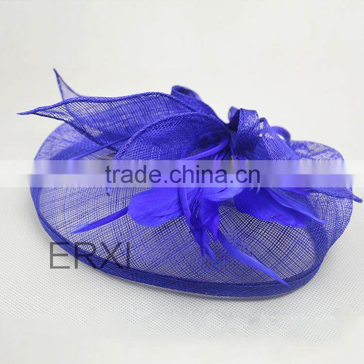100% Sinamay Fabric Feather Fascinator Church hat