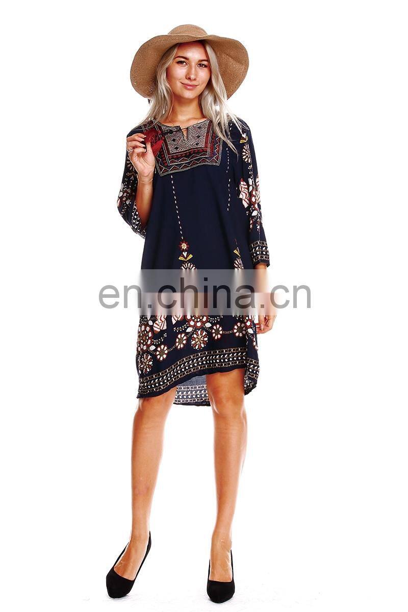 plus size clothes women bohemian style print floral clothing beach casual dress