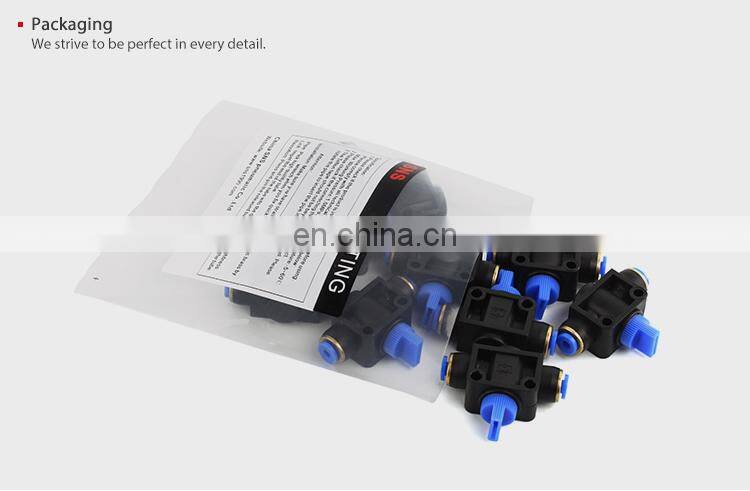 SNS HVFF Series air flow control switch union straight PU tube connector plastic push in fitting pneumatic hand valve