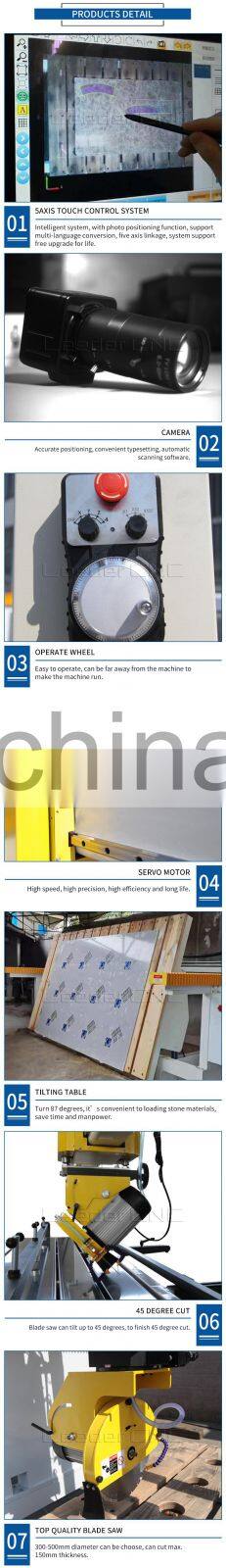 Multi function 3020 5axis cnc bridge saw stone cutting machine stone cutter polishing cutting edging