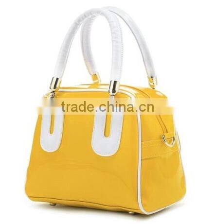 Smooth leather bright PU handbag