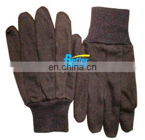 Oil and Gas Industry Men Knit Wrist Brown Jersey Cotton Construction Gloves,Warm Cotton Gloves