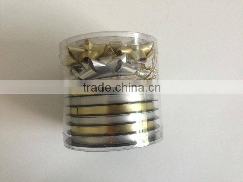 2014 Festive Decoration Pom Pom Bow and Colorful Ribbons for gift decoration