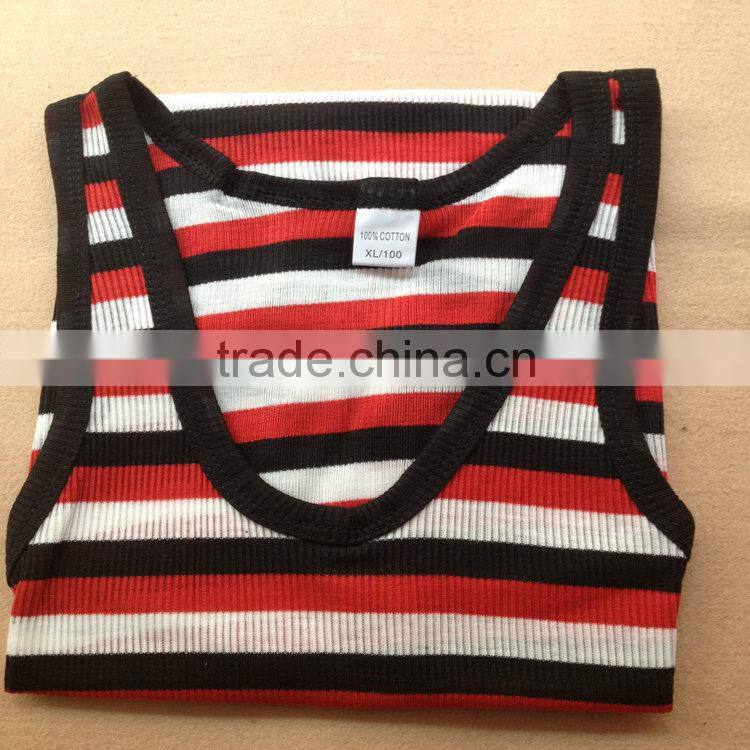 0.7USD Stock Cheappest Rib Cotton Colorful Strip Men Running Singlet/ Men Tops ( kcbx004 )