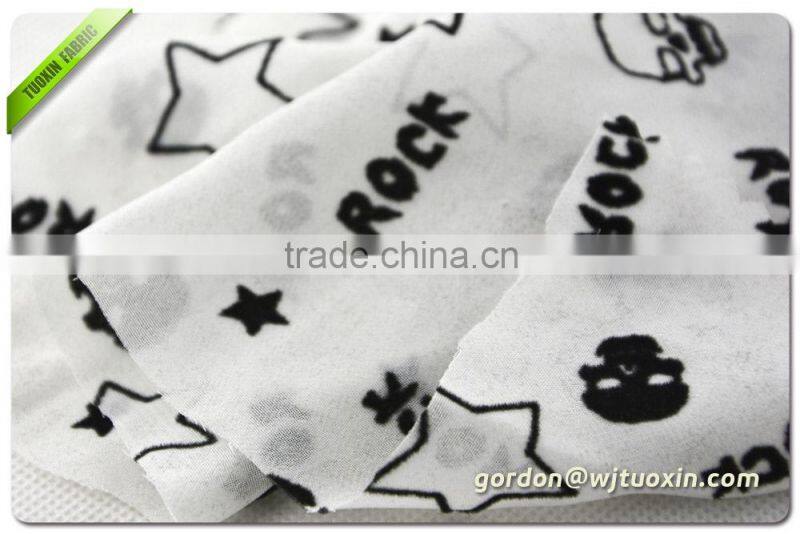 Flock Printing Summer Dress Chiffon Textile Fabric