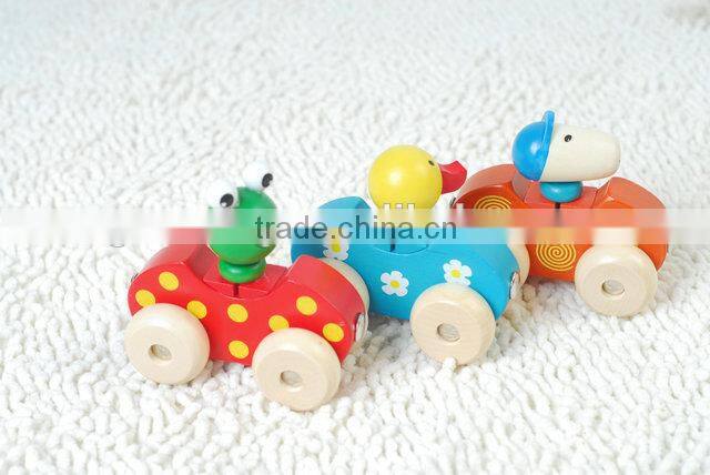 Mini wooden animal car toys for kids