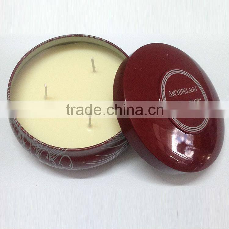 Round aromatherapy candles in tin wholesale/ tin candle/ glass candle with custom printing logo