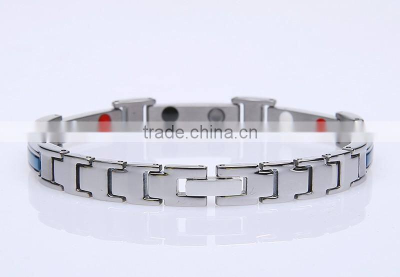 Wholesale blue stainless steel health magnetic bracelet of women