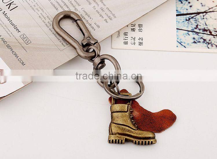 2015 Hot Sale Fashion Punk Style Keychain Shoe Shape Pendant Leather Keychain