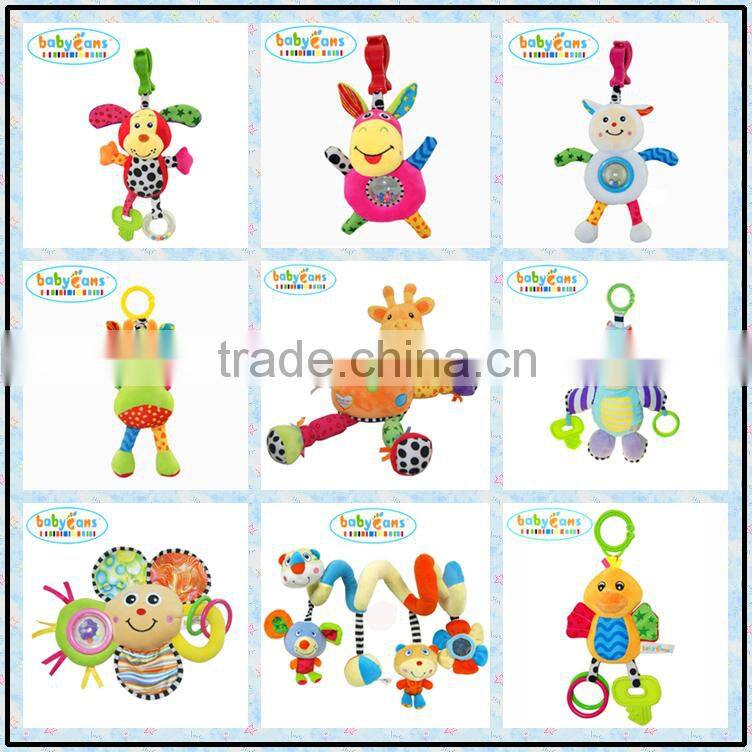 Babyfans baby products baby animal education toy with music soft plush lion baby rattle toys