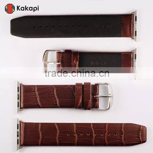 Kakapi Single Buckle Genuine Leather Watch Band Wrist Strap With Watchband Converter For 42MM Apple Watch MT-3910