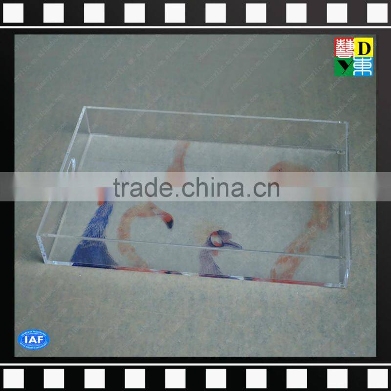 New design clear acrylic serving trays with priting pattern for sale