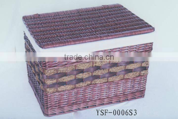 Chinese brown handmade woven willow storage basket