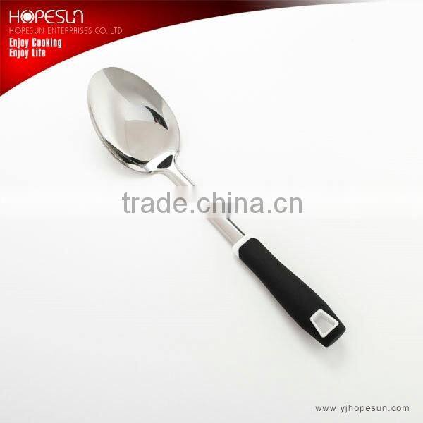 Modern colorful metal kitchen cooking solid spoon with plastic handle
