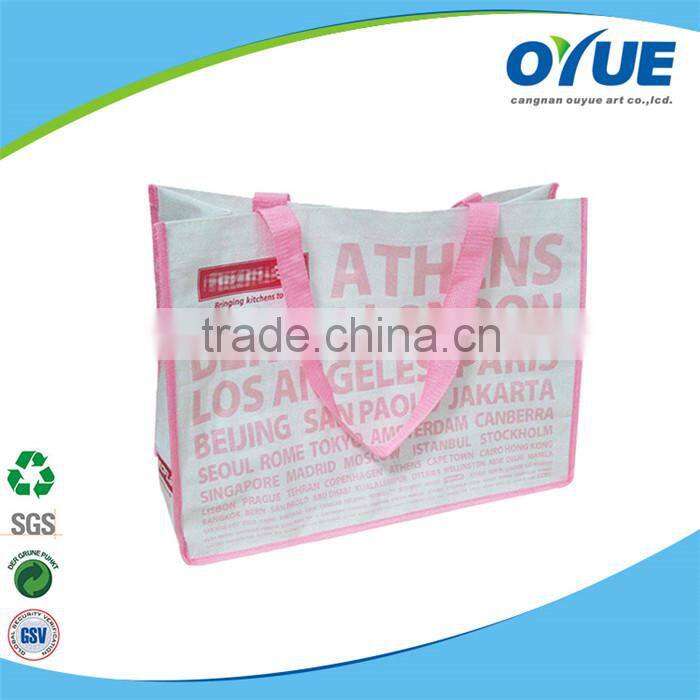 Hot promotional Handled 100% recycled pp woven bag