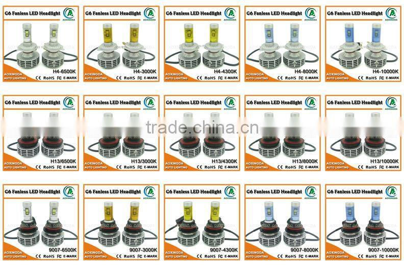 G6 CANBUS LED headlight 9005 H10 fanless all in one design 6000LM 3000K 4300K 6500K 8000K 10000K