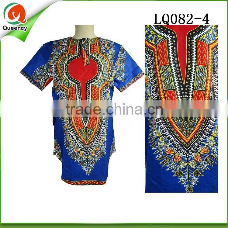 RED 2016 New Fashion Hot Sale Design African Traditional Print 100% Cotton Dashiki T-Shirt For Unisex