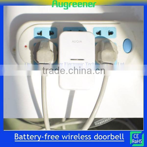hot selling battery less doorbell wireless doorbell 25 melody ring tones CE ROHS standard wireless doorbell Plug in Qingdao