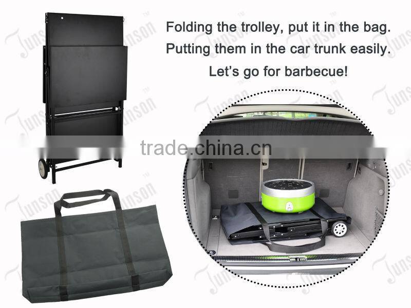 Foldable Iron Picnic Table/Iron Plate Barbecue Shelf/Three Layers Shelf With Wheels