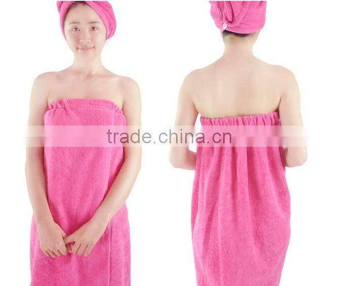Yellow color microfiber women bathing bathrobe