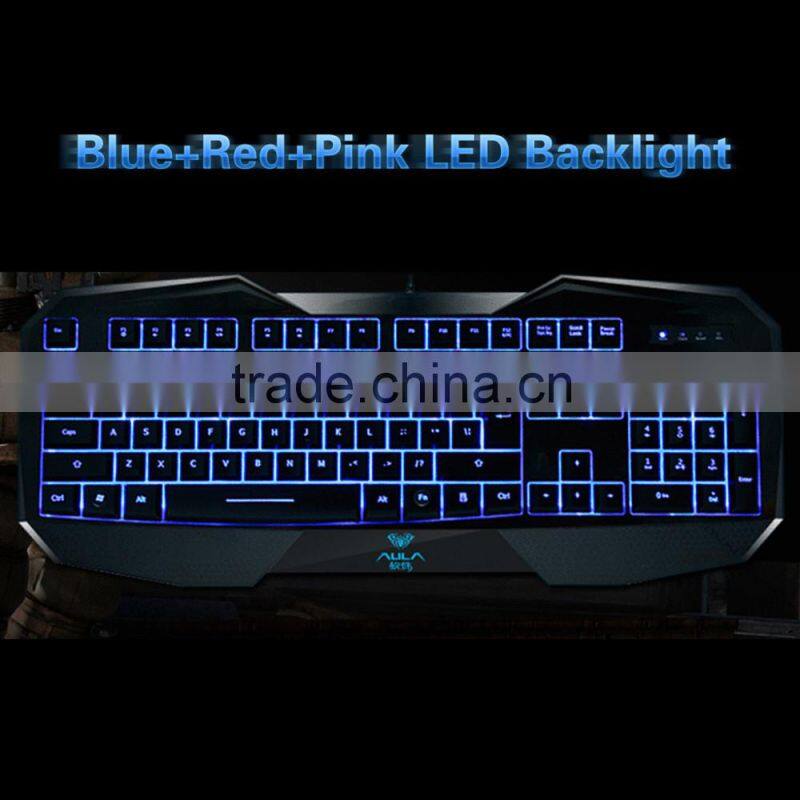 2015 New LED Illuminated Ergonomic Gaming Keyboard USB Multimedia Backlight Backlit Ultra-thin Keyboard