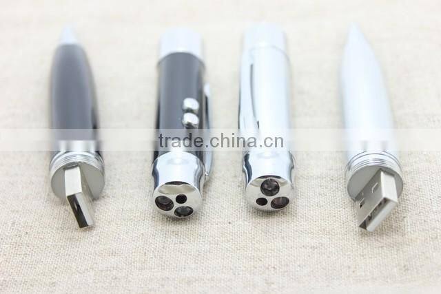 4 in 1 multi function laser pointer usb pen drive ,ball pen with LED light and UV money detector light