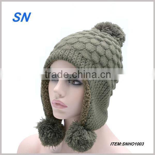 high quality beanie knitting winter earflap hat