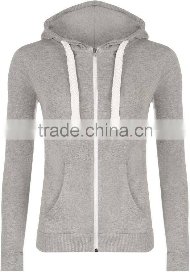 65%Cotton 35%Polyester casual women plain dyed long sleeve zip custom different kinds of hoodies