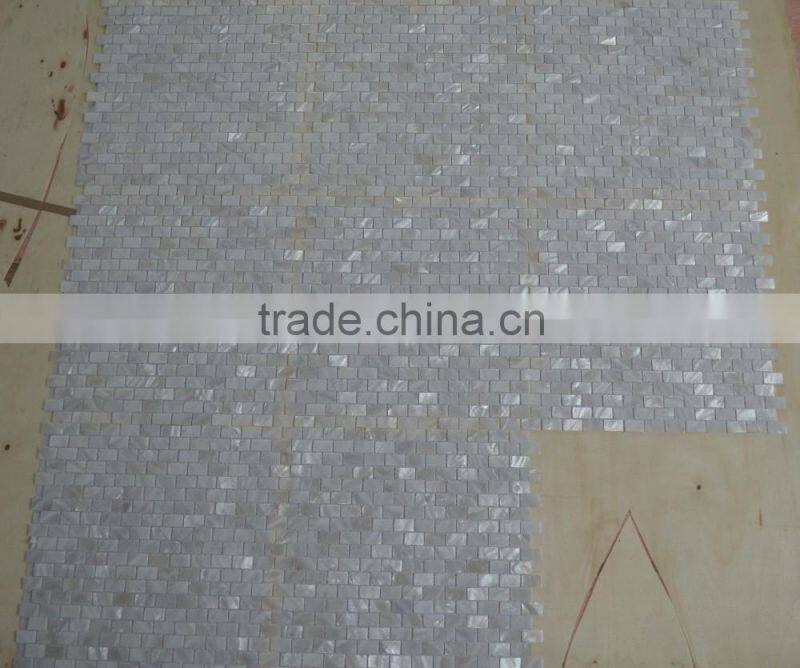 Pure White strip freshwater shell mosaic tile ,bathroom tile